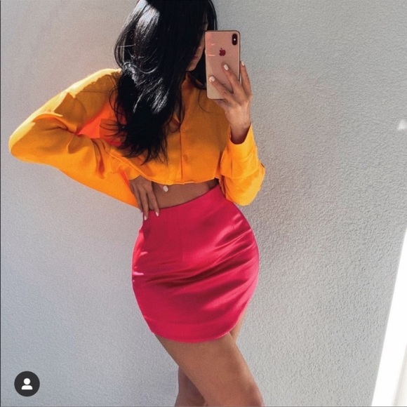 Zara blogger pink satin Rffect skirt - Picture 15 of 15